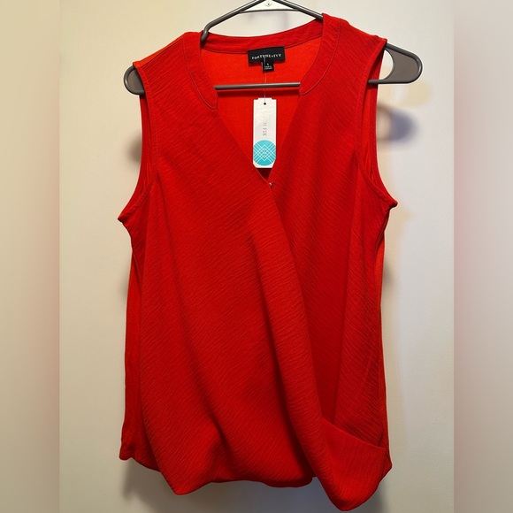 Fortune + Ivy Tops - Fortune+Ivy Red Sleeveless Blouse